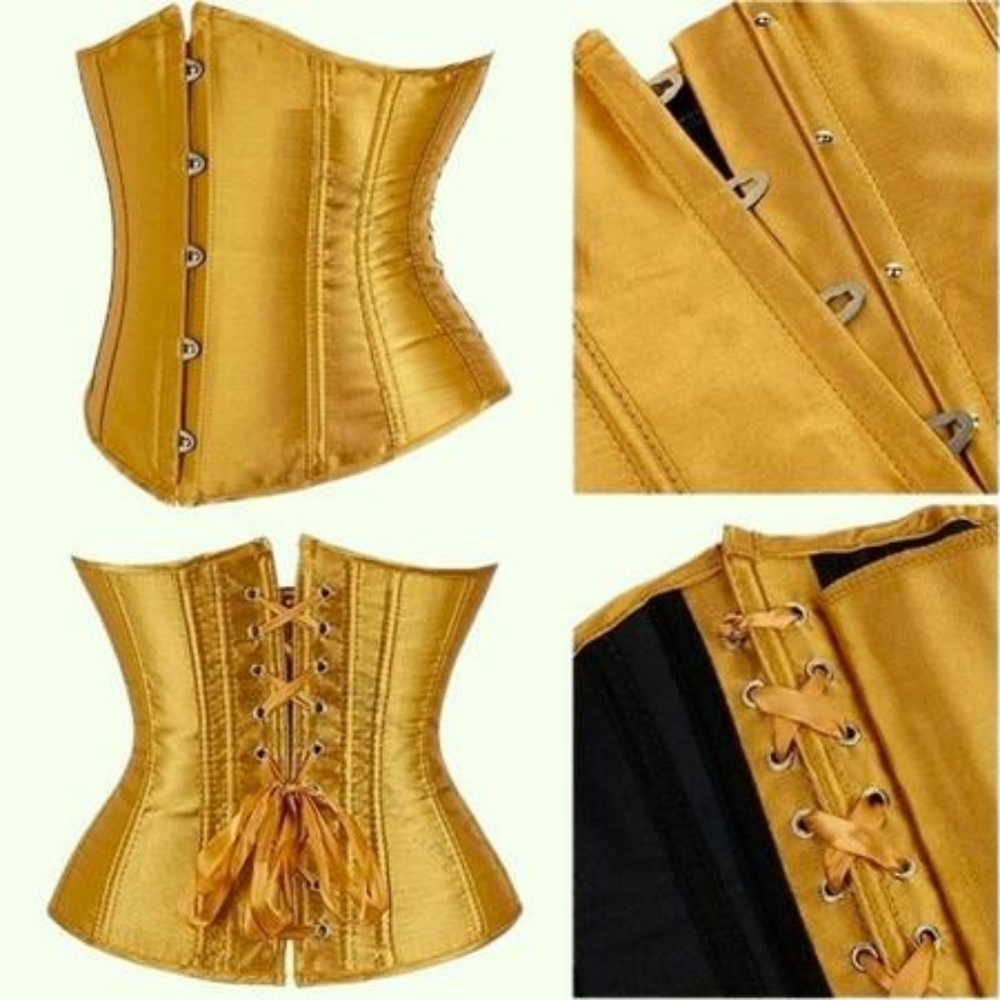 Vintage-Underbust Corsets Women's Gothic Classic Satin Lace Up Boned Bustier - Picture 8 of 9